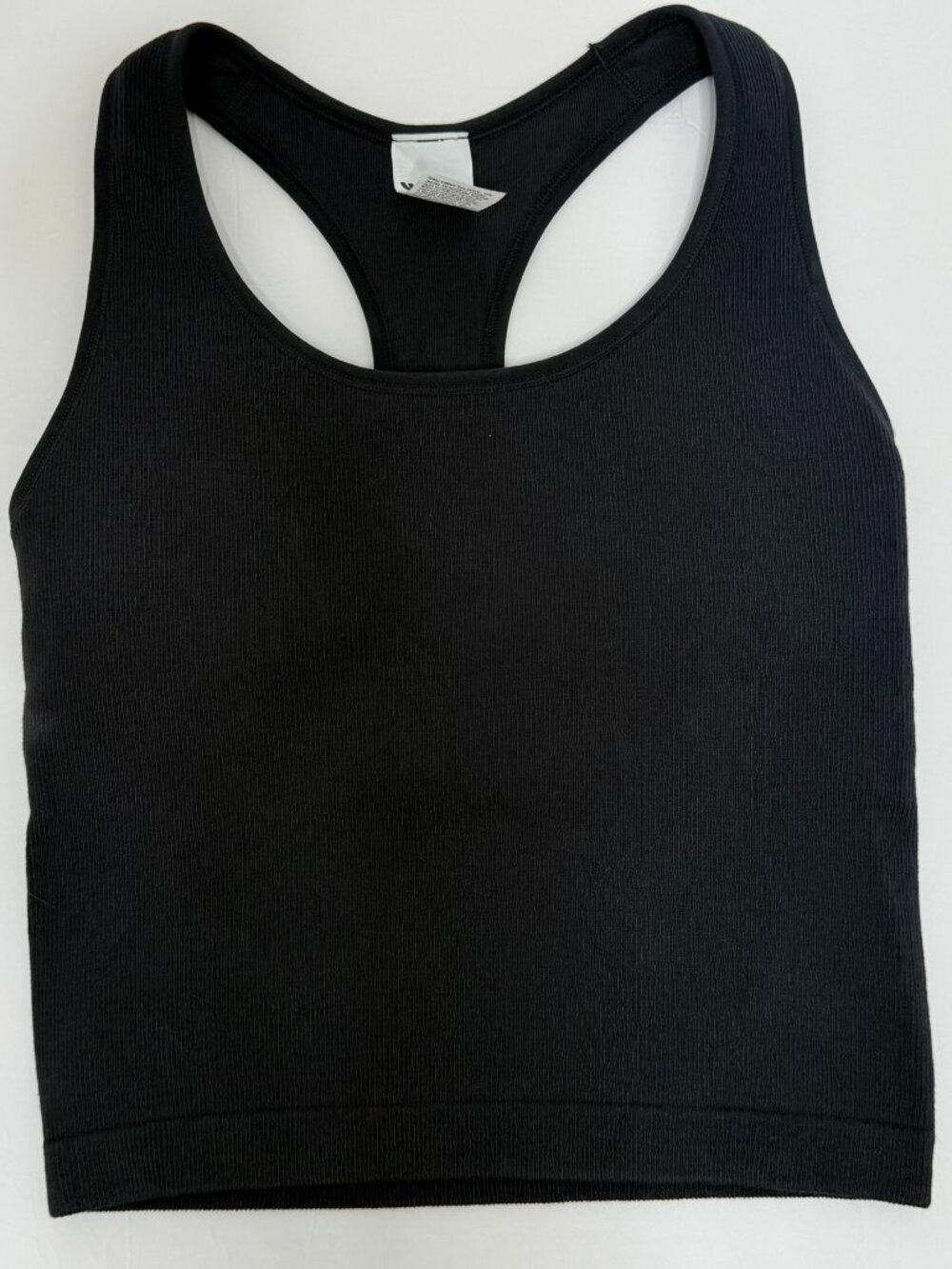 All in Motion Tank Top Women's Black Ribbed Racerback Shelf Bra Athletic Sz M